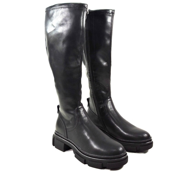 GUARDIANI 🇮🇹 WOMEN'S BLACK LEATHER FASHION STRETCH BOOTS